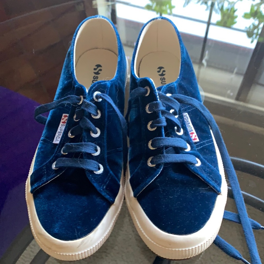 Superga 6.5 size 37 blue velvet sneakers